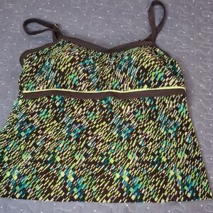 Maxime Black and Green Patterned Tankini